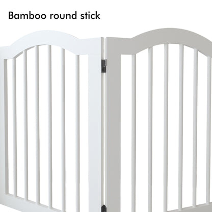4 Panel Freestanding Pet Gate With Foldable Design And Support Feet - White