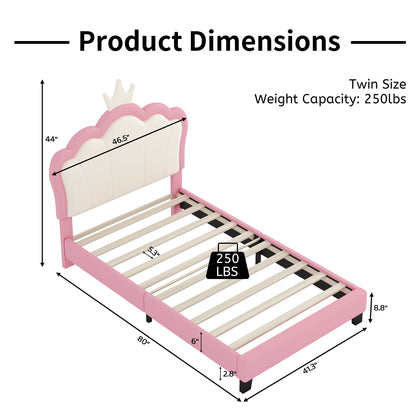 Upholstered Princess Platform Bed With Crown Headboard