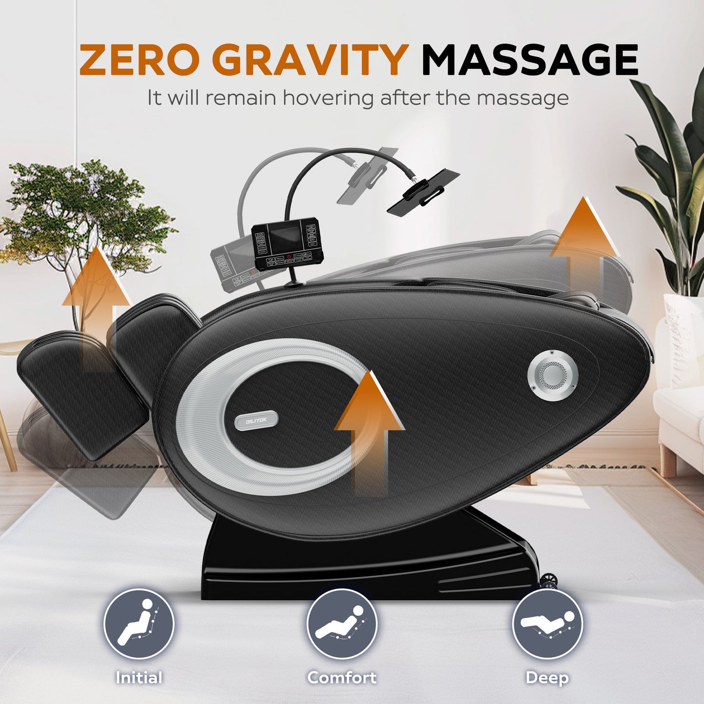 Massage Chair Recliner, Zero Gravity With Full Body Air Pressure - Black