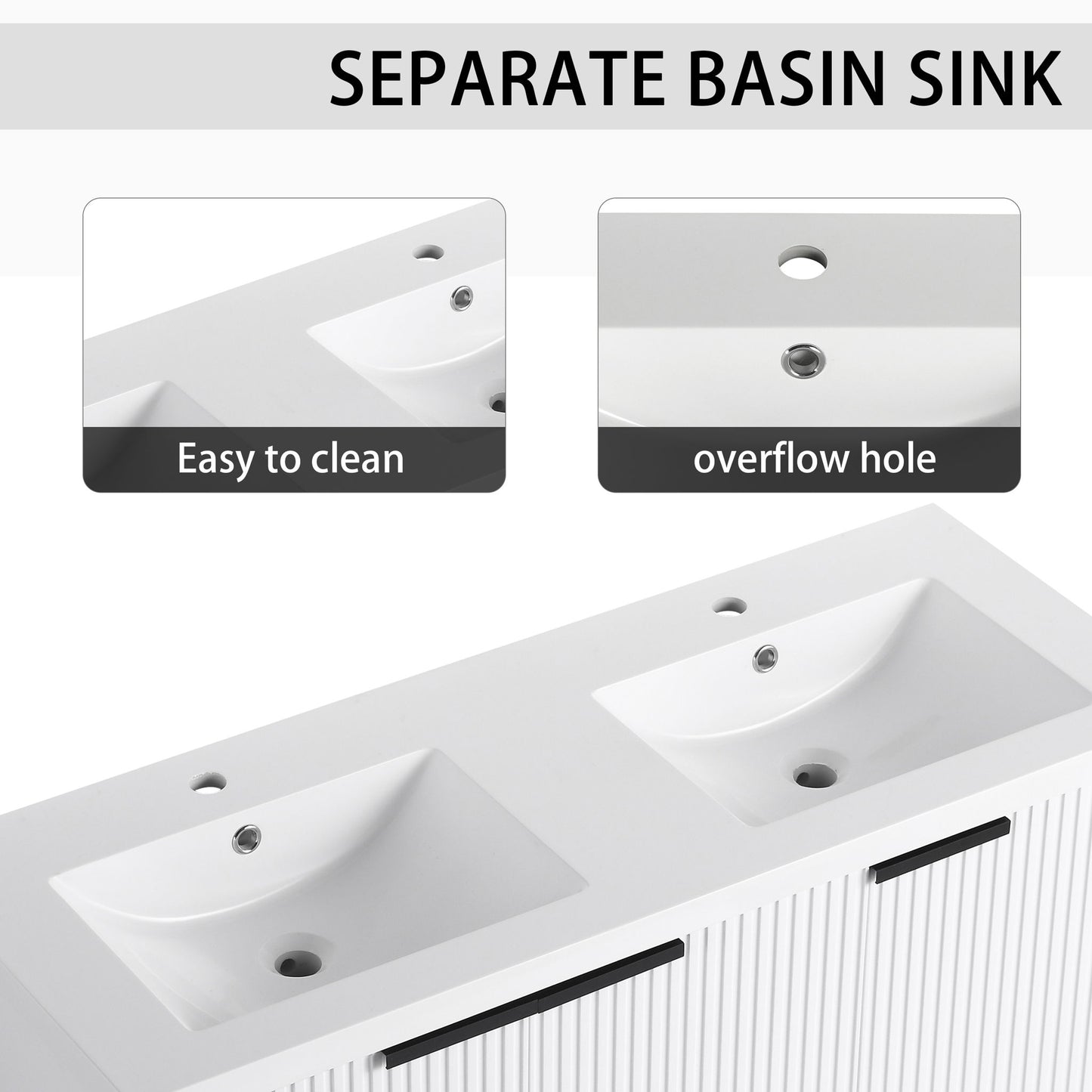 Contemporary Wall Mounted Bathroom Vanity With Resin Double Sink