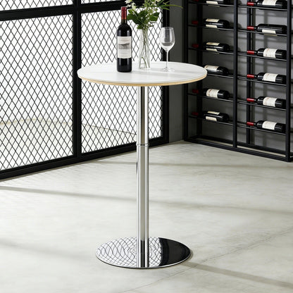 Circular Bar Table - White / Silver
