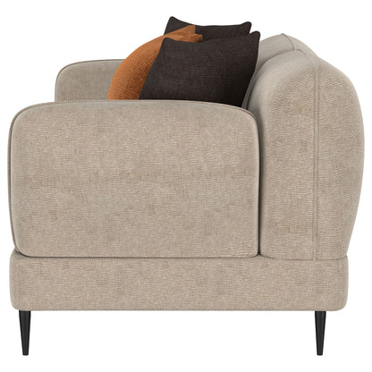 Repley - Upholstered Sculpted Track Arm Loveseat - Beige