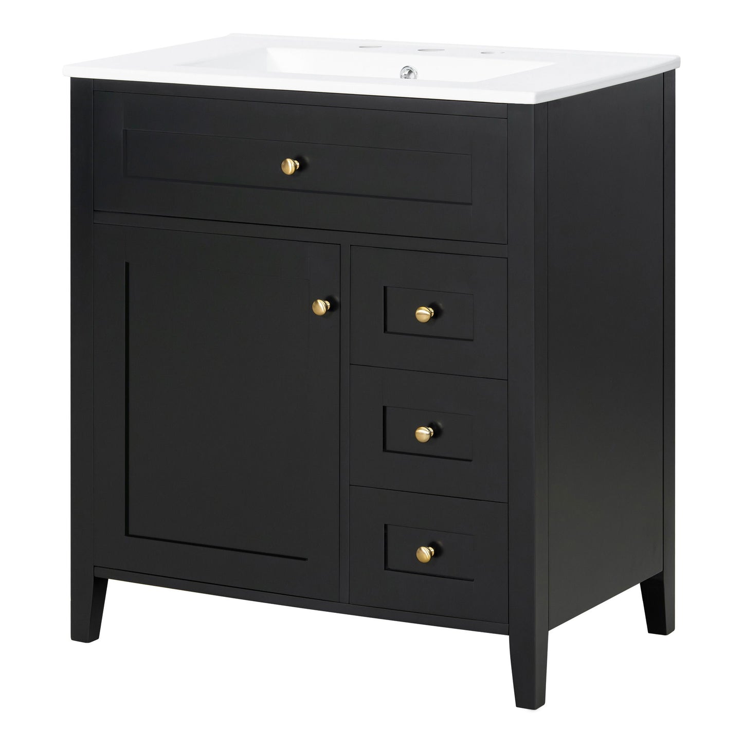Bathroom Vanity With Sink, 3 Drawers And Adjustable Shelf