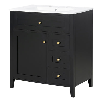 Bathroom Vanity With Sink, 3 Drawers And Adjustable Shelf