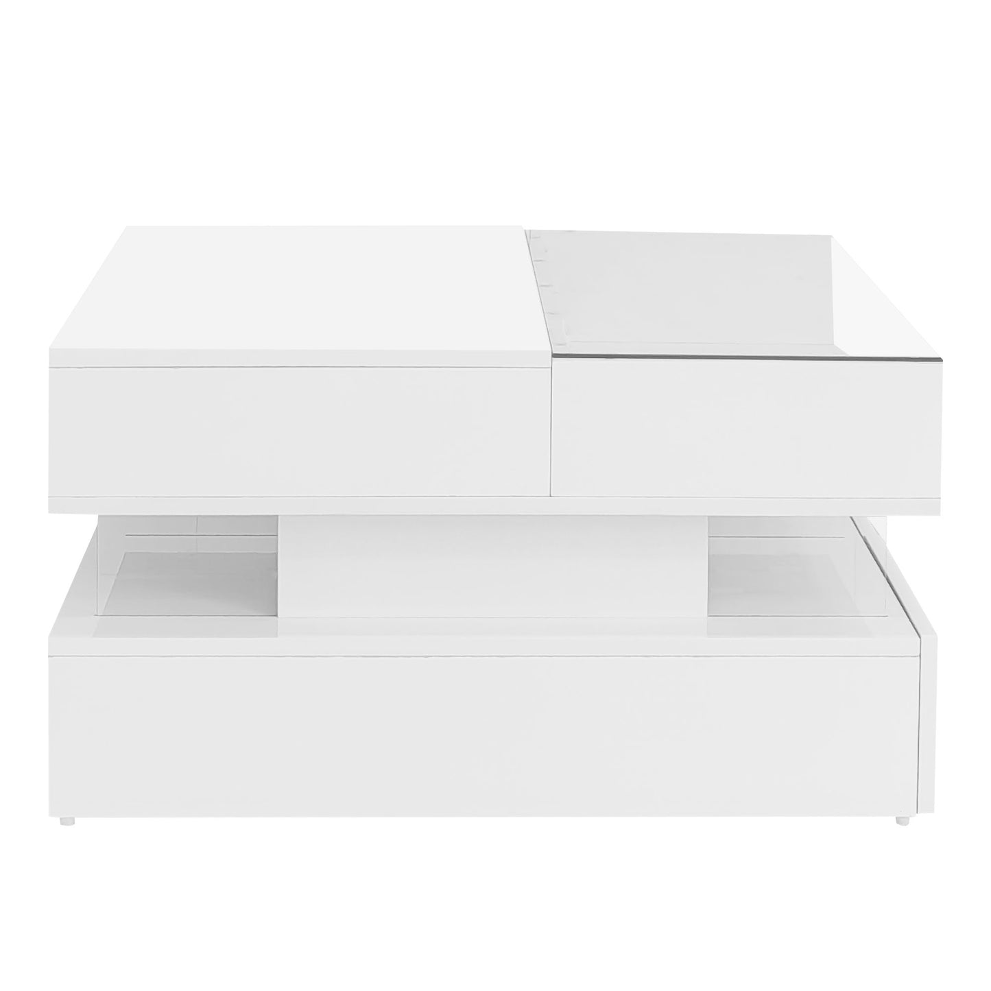 Lift Top Coffee Table With 2 Drawers, Hidden Space And LED Lights For Living Room