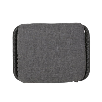 Outdoor Modern Boho Wicker Ottoman With Cushions (Set of 2)