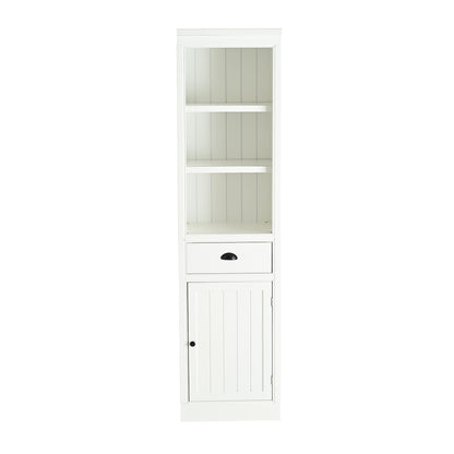 Retro Style 75'' Tall Display Shelf With Cabinet For Hallways Living Room Kitchen - White