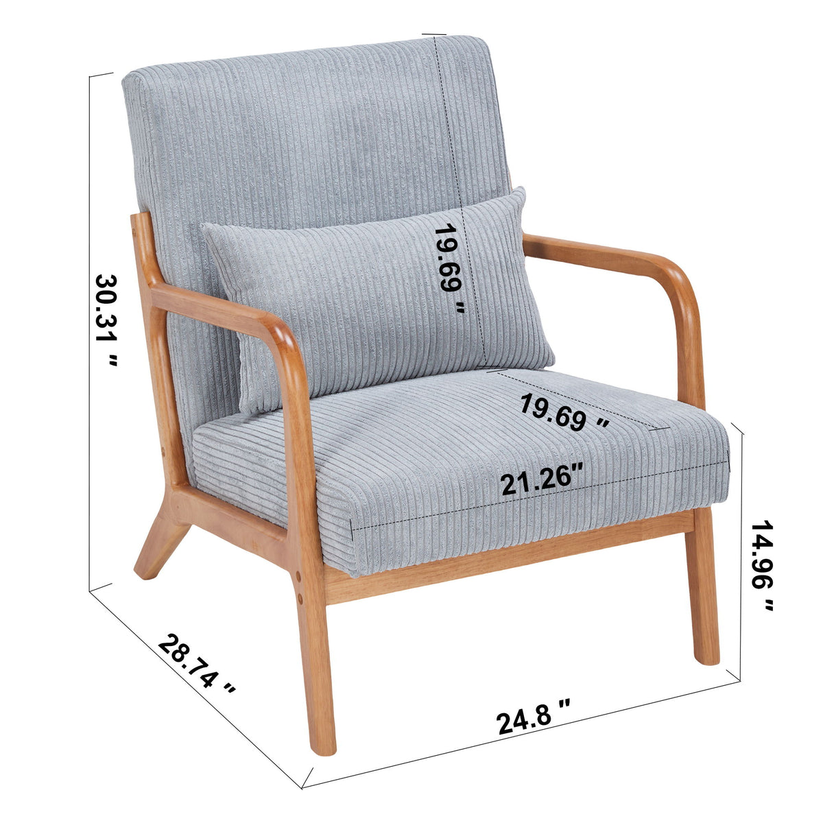Accent Arm Chair With Pillow Upholstered