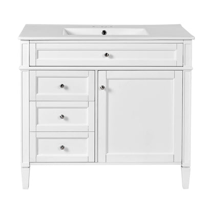 Bathroom Vanity With Mirror Cabinet, Single Sink With 2 Soft Closing Doors And 4 Drawers