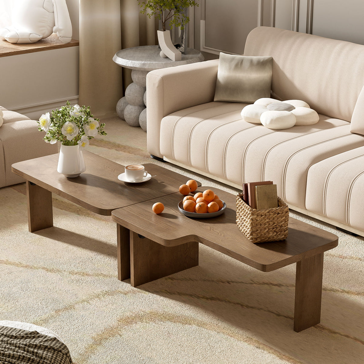 Modern Minimalist Coffee Table Set With Splicing Design