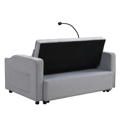 Modern Loveseat Futon Sofa With Pullout Bed, Adjustable Reclining Backrest, Toss Pillows