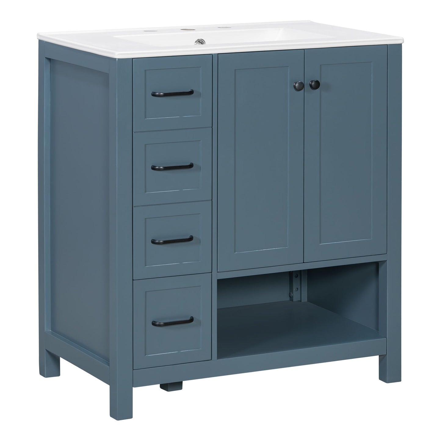 Bathroom Vanity With Sink Top, Bathroom Vanity Cabinet With 2 Doors And 2 Drawers, Open Shelf
