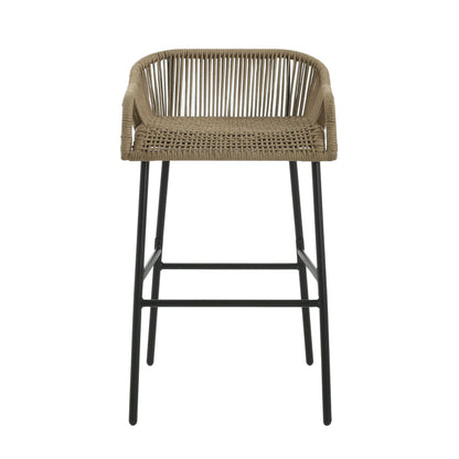 La Push - Outdoor Rope Barstool (Set of 2) - Black / Brown