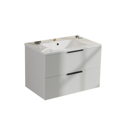 Modern Wall Mounted Floating Bathroom Vanity With Sink And Drawers