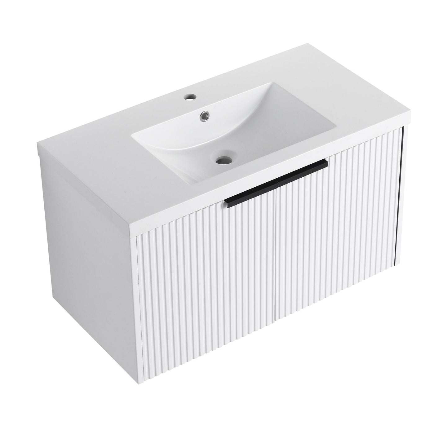 Contemporary Wall Mounted Bathroom Vanity With Resin Double Sink