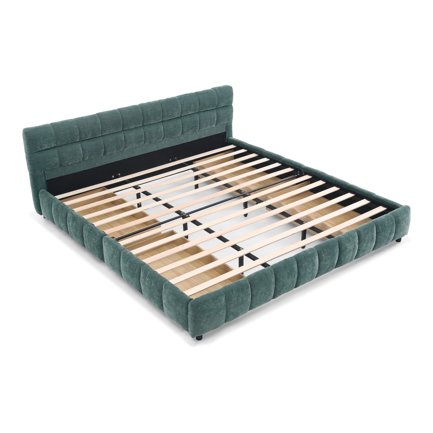 Modern Platform Bed Frame With Thick Fabric