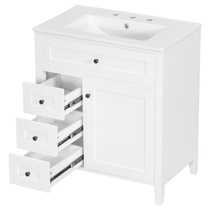 Modern Bathroom Vanity With Sink, 3 Drawers And Adjustable Shelf