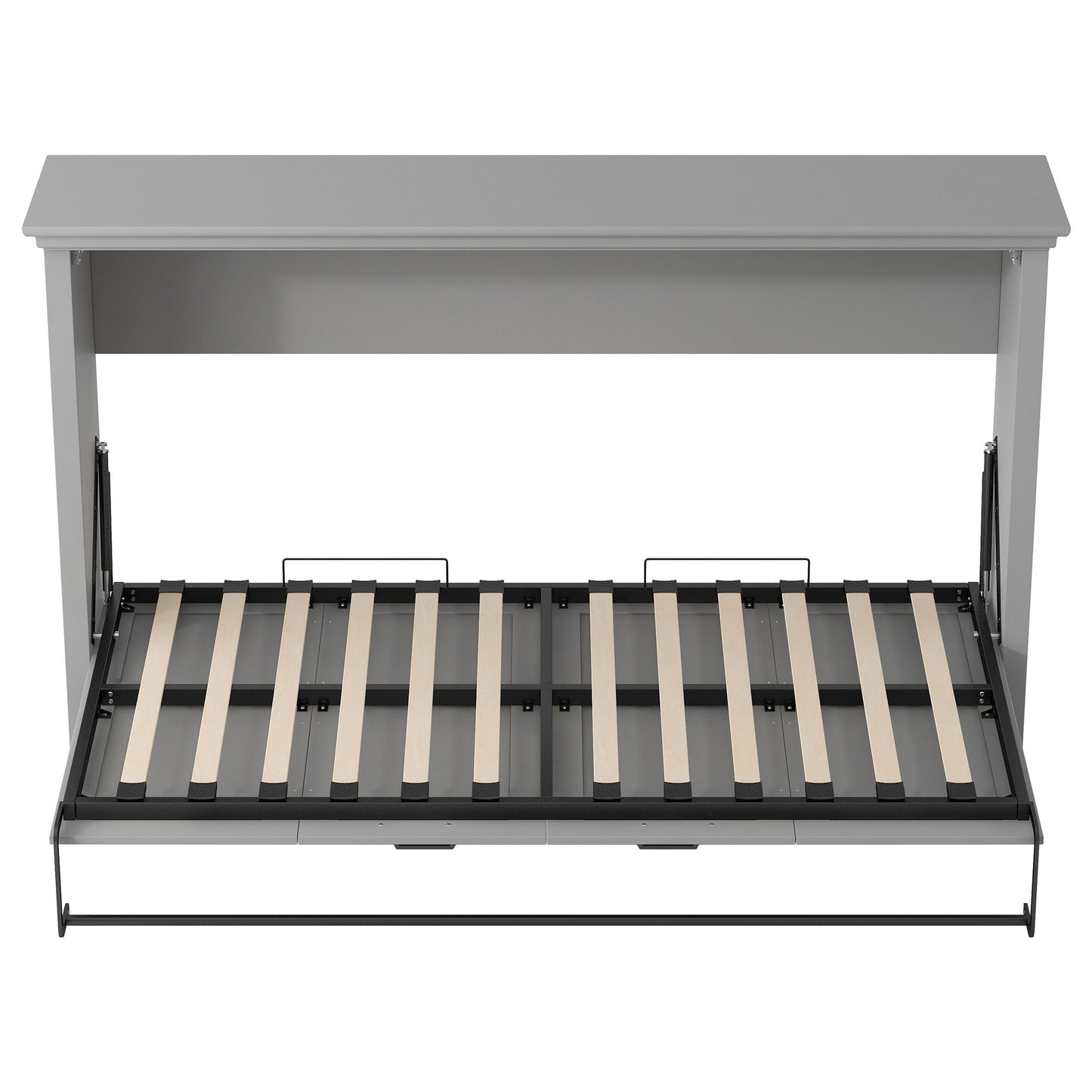 Twin Size Murphy Bed With Cabinet Storage - Gray