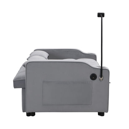 Modern Loveseat With Pullout Bed, Adjustable Reclining Backrest