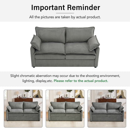Modern Loveseat Sofa, Upholstered Couch With Side Storage Pockets
