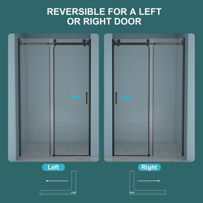 Modern Single Slide Shower Door, Tempered Glass, Stainless Steel Frame