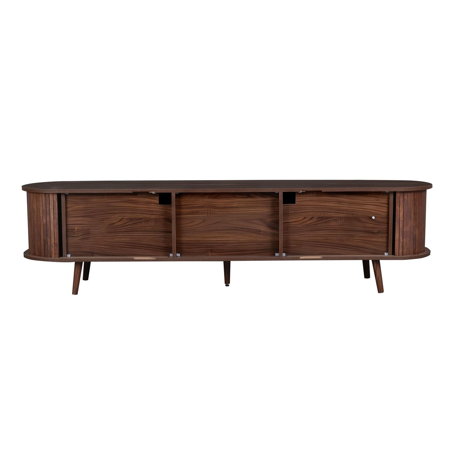 70" TV Stand With Tambour Doors And Fluted Drawers - Dark Brown