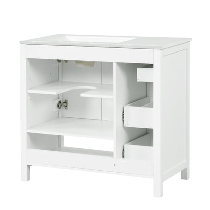 Bathroom Vanity With Sink Top, Bathroom Vanity Cabinet With 2 Doors And 2 Drawers, Open Shelf