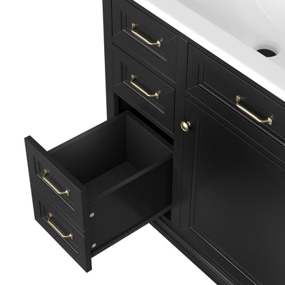 Modern Bathroom Vanity With Sink Top, 4 Drawers And 1 Soft-Close Door