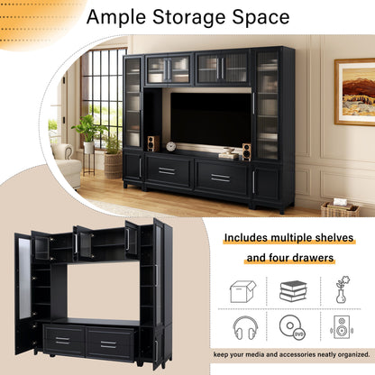 Wall Unit Modern Entertainment Center With Glass Doors