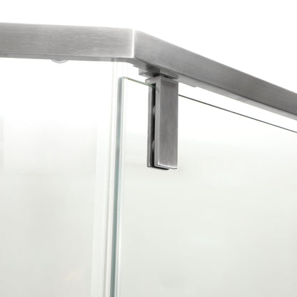 Semi Frameless Neo Angle Hinged Shower Enclosure With Clear Tempered Glass - Brushed Nickel