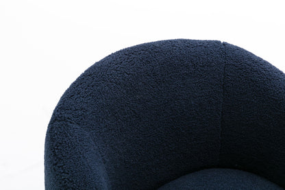 Teddy Fabric Swivel Accent Armchair Barrel Chair With Powder Coating Metal Ring