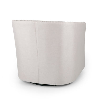 Modern Upholstered Swivel Club Chair With Nailhead Trim