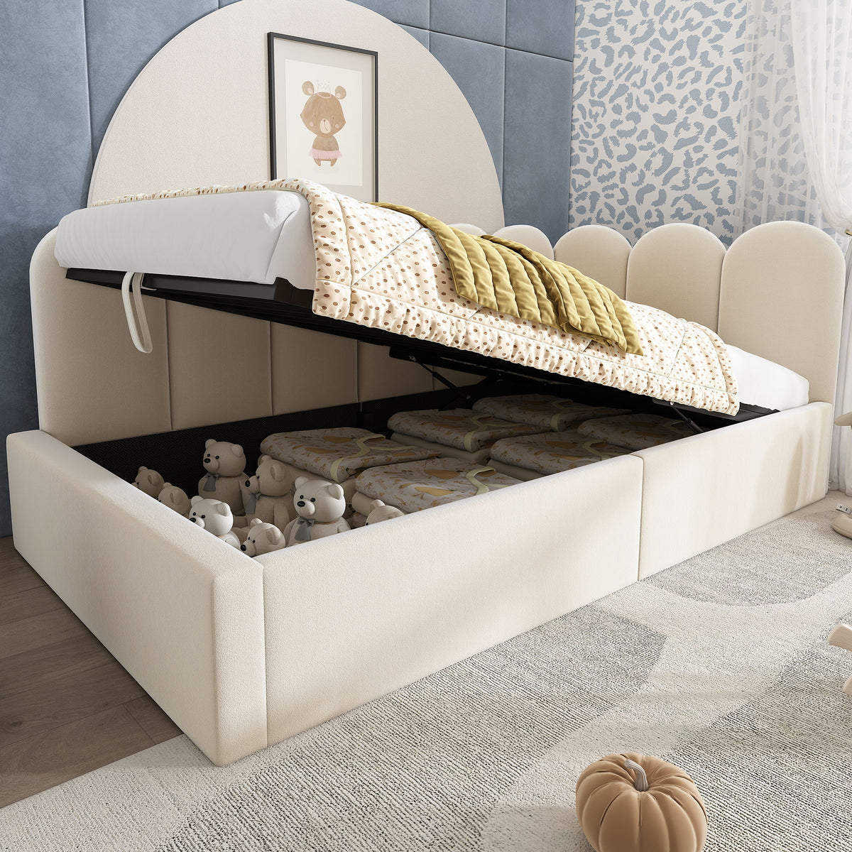 Upholstered Daybed With Metal Slatted Base