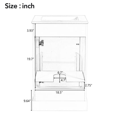 Elegant Bathroom Vanity With Ceramic Sink, Soft Close Door, Adjustable Shelf