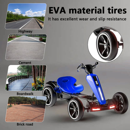 Electric Kids Pedal Go Kart With Adjustable Seat, Foldable Design