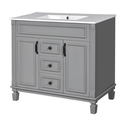 Bathroom Vanity With Top Sink, Basin On Cabinet With 2 Soft Closing Doors And 2 Drawers