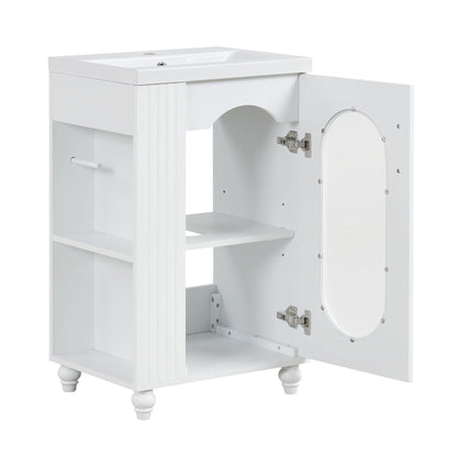 Modern Bathroom Vanity With Sink, Adjustable 2 Tier Shelf