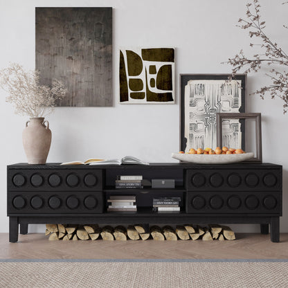 Media Console With 4 Drawers And Cable Management