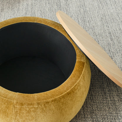 Round Storage Ottoman, 2 In 1 Function, End Table And Ottoman