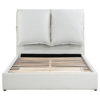 Corwyn - Queen Upholstered Panel Bed With Headboard Pillows - White
