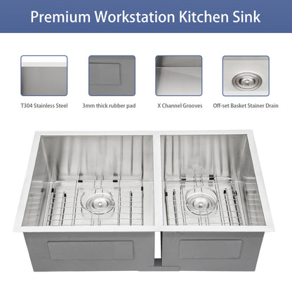 Modern Double Bowl Undermount Sink Design With 10" Deep Basins