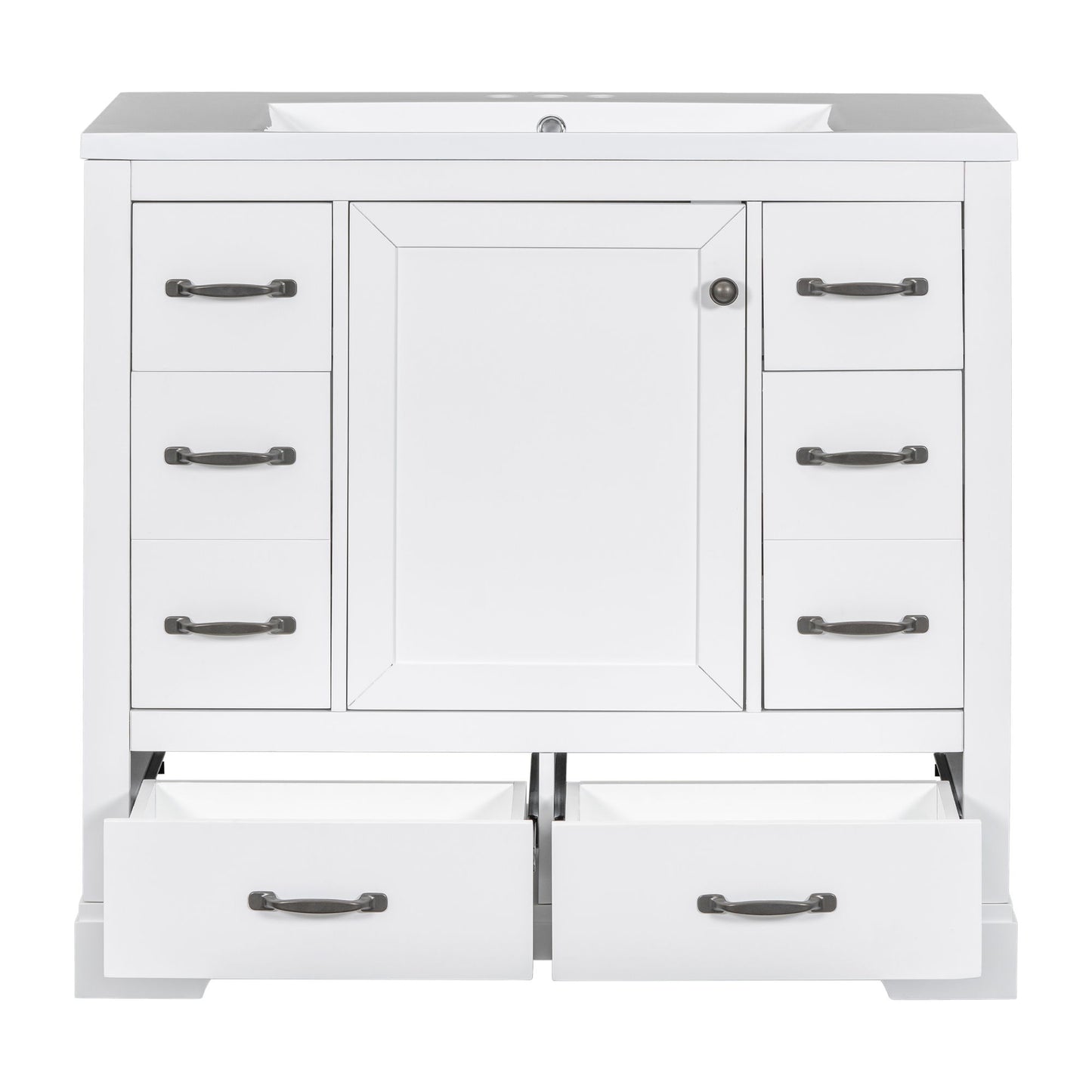 Modern Bathroom Vanity With Sink, 6 Drawers, Adjustable Shelf