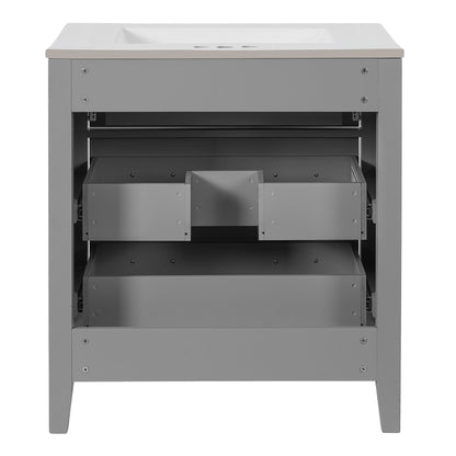 Retro Bathroom Vanity With Sink Combo, Free Standing Single Set With 3 Drawers