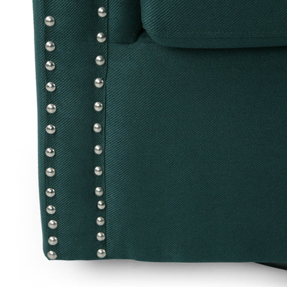 Modern Upholstered Swivel Club Chair With Nailhead Trim