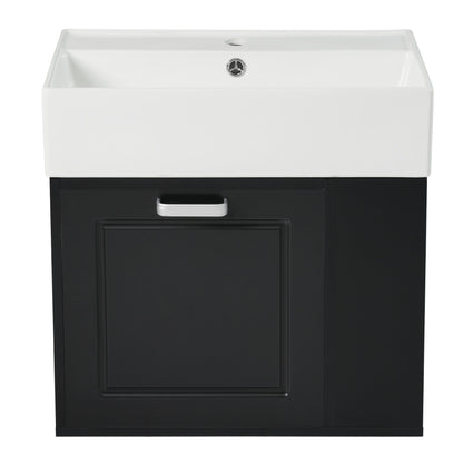 Modern Wall Mounted Bathroom Vanity With Sink, Soft Close Drawer, Adjustable Shelf, Toilet Paper Holder