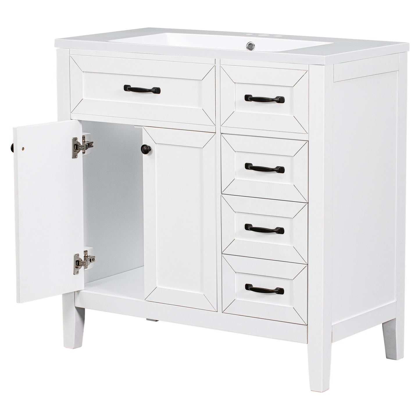 Modern Bathroom Vanity With Sink, Freestanding With Drawers And Doors