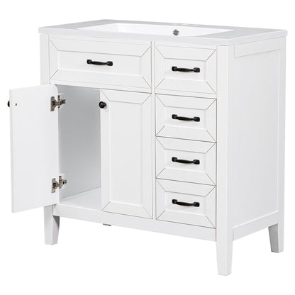 Modern Bathroom Vanity With Sink, Freestanding With Drawers And Doors
