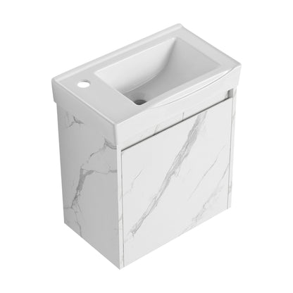 Modern Bathroom Vanity With Ceramic Basin, Wall Mounted Floating Sink Combo, Storage Cabinet