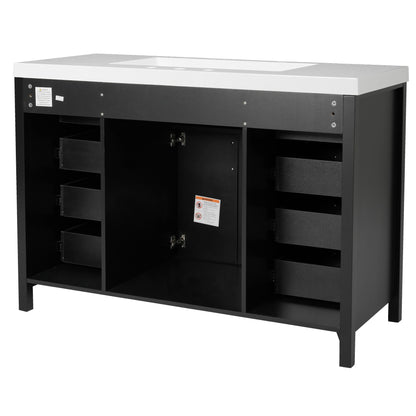 Bathroom Vanity With Sink, 2 Doors 8 Drawers, Soft Close System, Classic Design
