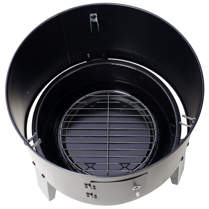 Portable Charcoal Smoker Grill For Outdoor Cooking - Black